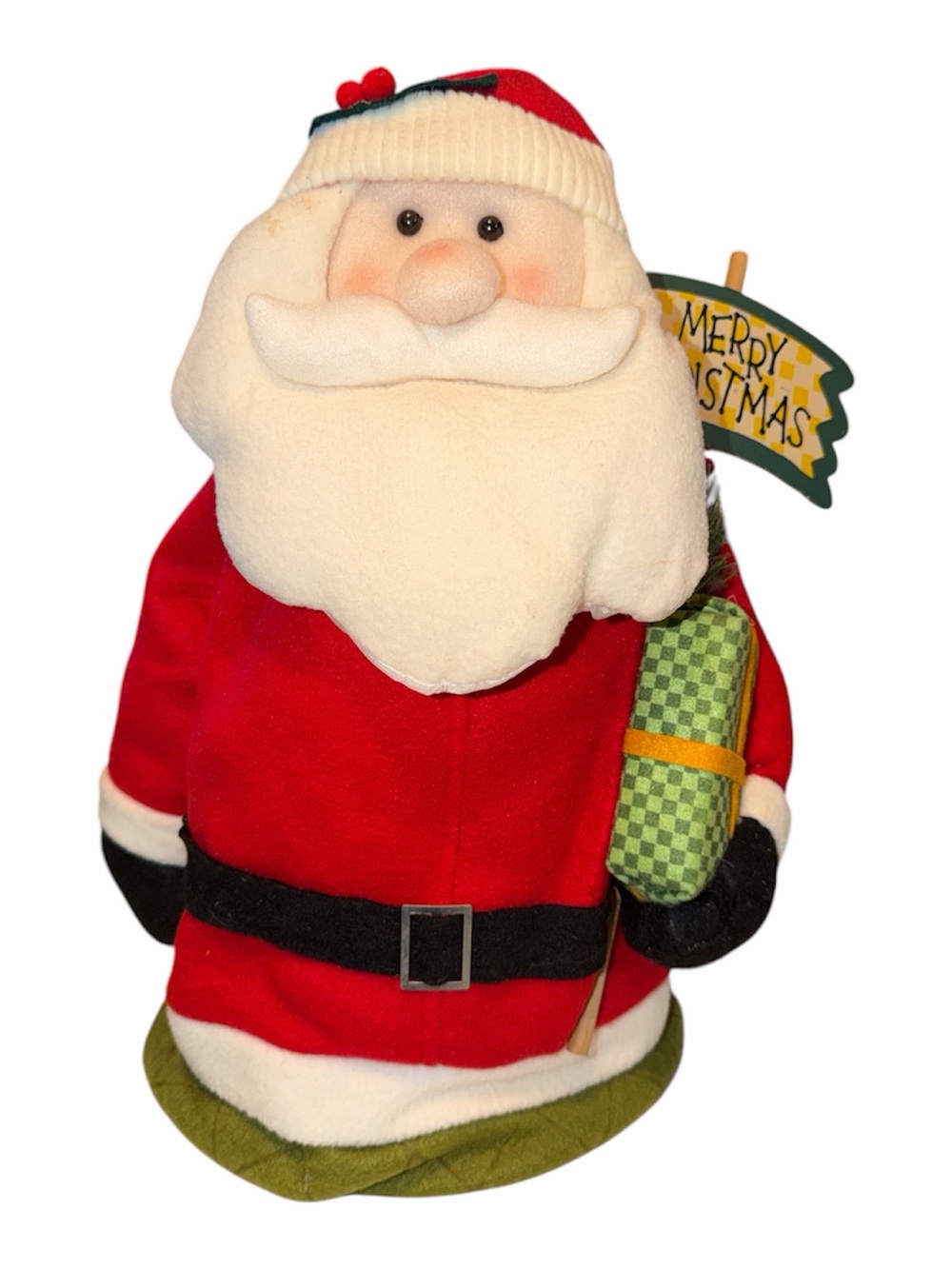 Plush Santa Claus Holiday Figure in Red and White Decor/Porch Sitter/Door Stop